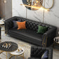 Glam Pillow Top Arm Chesterfield Sofa 33.46"H Tufted Split-Back Sofa with Hair Pin Legs Black Faux Leather Clearhalo 'furn' 'furn_sofas' 'Furniture' 'furniture_sofas' 'kitchen' 'kitchen_sofas' 'Living Room Furniture' 'Sofa' 'sofas' 4625108