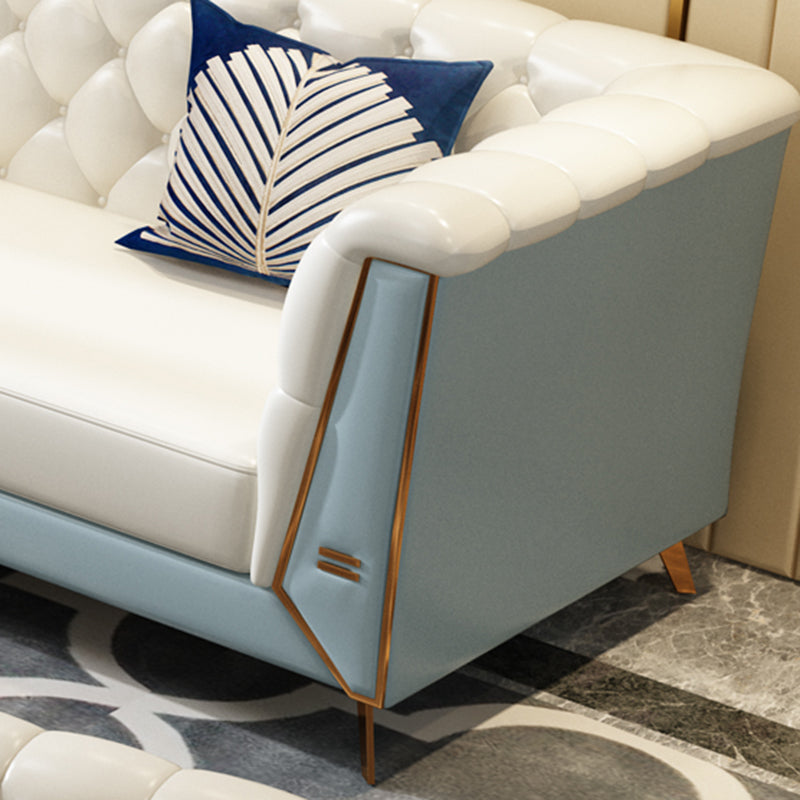 Glam Pillow Top Arm Chesterfield Sofa 33.46"H Tufted Split-Back Sofa with Hair Pin Legs Clearhalo 'furn' 'furn_sofas' 'Furniture' 'furniture_sofas' 'kitchen' 'kitchen_sofas' 'Living Room Furniture' 'Sofa' 'sofas' 4625112