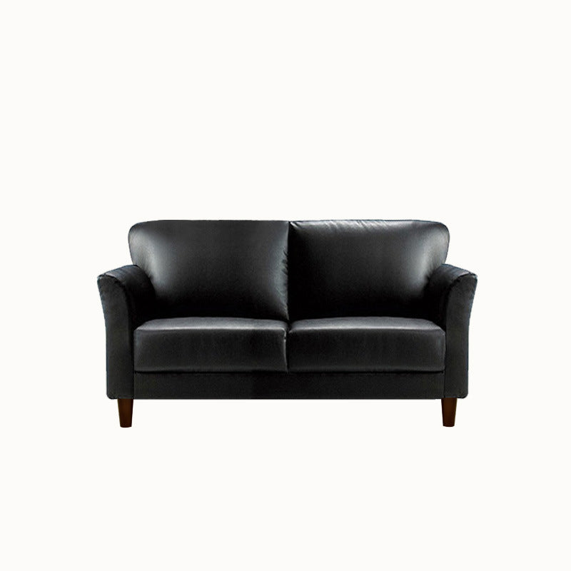 Modern 4 Wood Legs Standard Sofa Faux Leather Flared Arm Sofa 51"L x 29.5"W x 31"H Black Clearhalo 'furn' 'furn_sofas' 'Furniture' 'furniture_sofas' 'kitchen' 'kitchen_sofas' 'Living Room Furniture' 'Sofa' 'sofas' 4625120