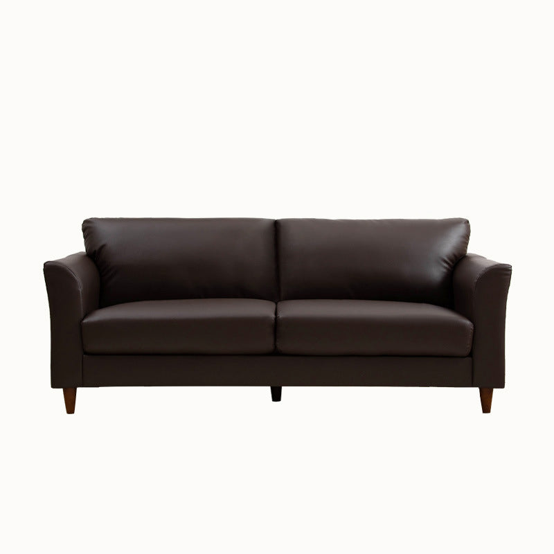 Modern 4 Wood Legs Standard Sofa Faux Leather Flared Arm Sofa 69"L x 30"W x 31"H Coffee Clearhalo 'furn' 'furn_sofas' 'Furniture' 'furniture_sofas' 'kitchen' 'kitchen_sofas' 'Living Room Furniture' 'Sofa' 'sofas' 4625130