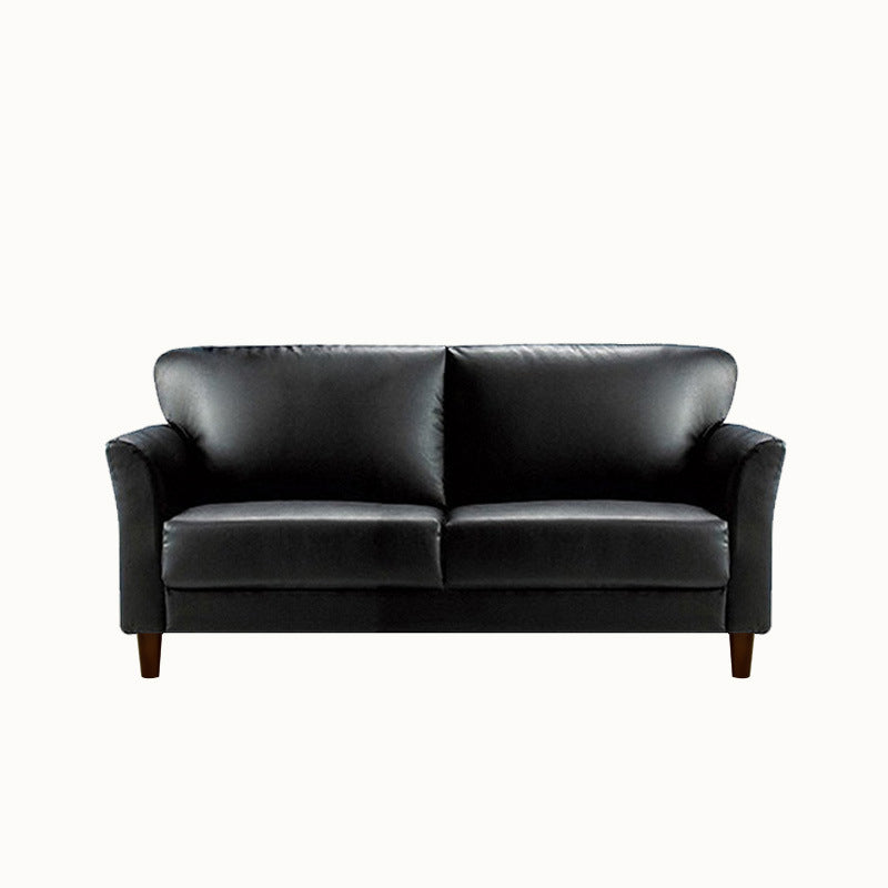 Modern 4 Wood Legs Standard Sofa Faux Leather Flared Arm Sofa 63"L x 29.5"W x 31"H Black Clearhalo 'furn' 'furn_sofas' 'Furniture' 'furniture_sofas' 'kitchen' 'kitchen_sofas' 'Living Room Furniture' 'Sofa' 'sofas' 4625138