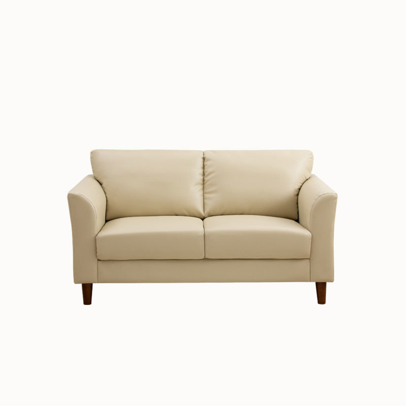 Modern 4 Wood Legs Standard Sofa Faux Leather Flared Arm Sofa 51"L x 29.5"W x 31"H Beige Clearhalo 'furn' 'furn_sofas' 'Furniture' 'furniture_sofas' 'kitchen' 'kitchen_sofas' 'Living Room Furniture' 'Sofa' 'sofas' 4625141