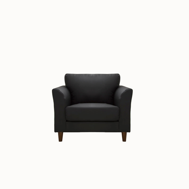 Modern 4 Wood Legs Standard Sofa Faux Leather Flared Arm Sofa 31.5"L x 29.5"W x 31"H Matte Black Clearhalo 'furn' 'furn_sofas' 'Furniture' 'furniture_sofas' 'kitchen' 'kitchen_sofas' 'Living Room Furniture' 'Sofa' 'sofas' 4625142