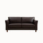 Modern 4 Wood Legs Standard Sofa Faux Leather Flared Arm Sofa 63"L x 29.5"W x 31"H Coffee Clearhalo 'furn' 'furn_sofas' 'Furniture' 'furniture_sofas' 'kitchen' 'kitchen_sofas' 'Living Room Furniture' 'Sofa' 'sofas' 4625145