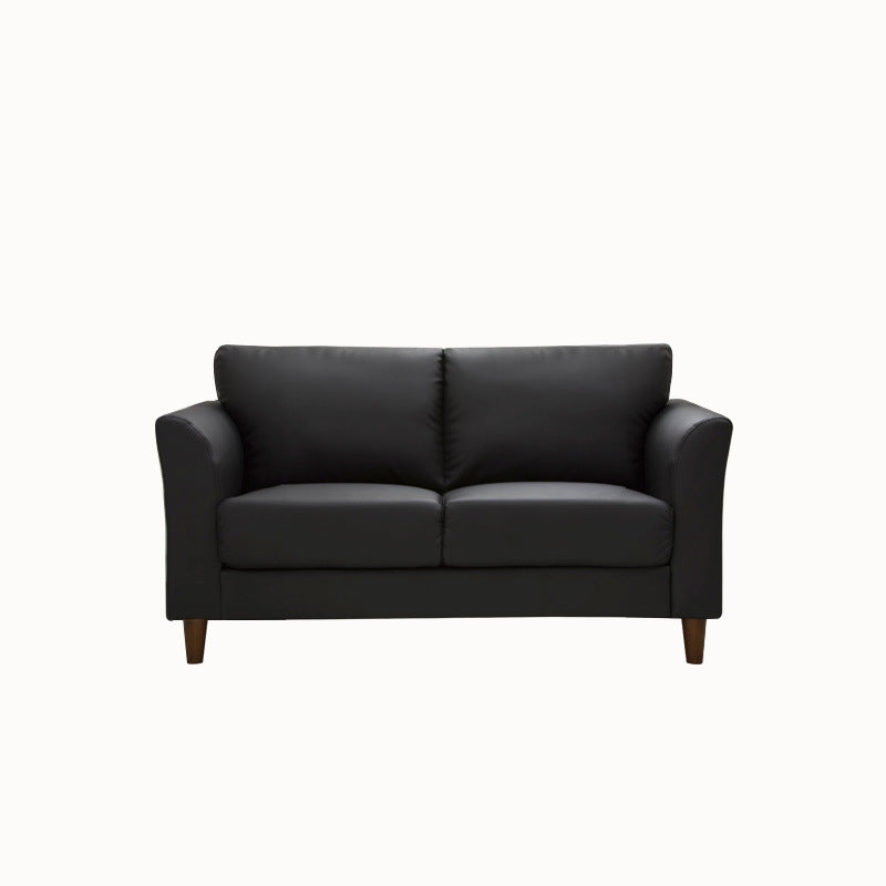 Modern 4 Wood Legs Standard Sofa Faux Leather Flared Arm Sofa 51"L x 29.5"W x 31"H Matte Black Clearhalo 'furn' 'furn_sofas' 'Furniture' 'furniture_sofas' 'kitchen' 'kitchen_sofas' 'Living Room Furniture' 'Sofa' 'sofas' 4625146