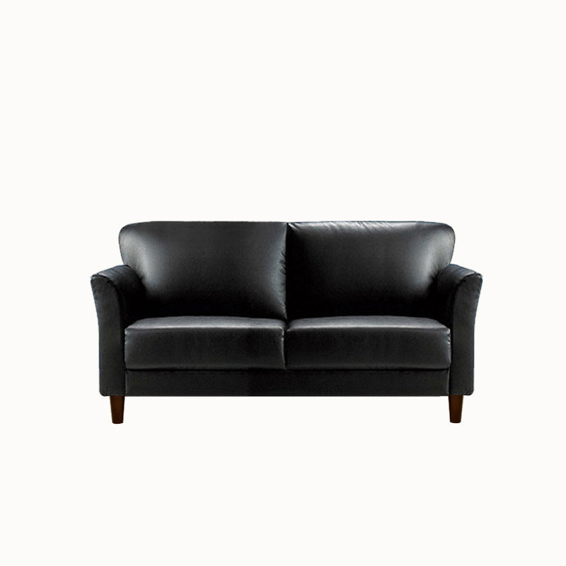 Modern 4 Wood Legs Standard Sofa Faux Leather Flared Arm Sofa 57"L x 29.5"W x 31"H Black Clearhalo 'furn' 'furn_sofas' 'Furniture' 'furniture_sofas' 'kitchen' 'kitchen_sofas' 'Living Room Furniture' 'Sofa' 'sofas' 4625147