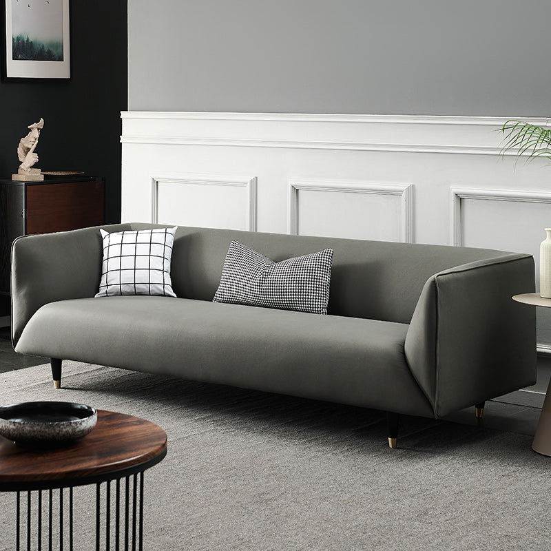 Ultra-Modern Tight Back Tuxedo Arm Stainless steel Legs Sofa with Stain Resistant 71"L x 31.5"W x 27"H Dark Gray Clearhalo 'furn' 'furn_sofas' 'Furniture' 'furniture_sofas' 'kitchen' 'kitchen_sofas' 'Living Room Furniture' 'Sofa' 'sofas' 4625155