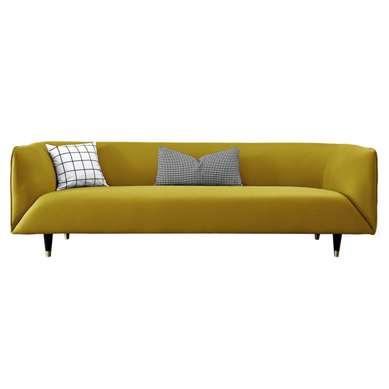 Ultra-Modern Tight Back Tuxedo Arm Stainless steel Legs Sofa with Stain Resistant Yellow Clearhalo 'furn' 'furn_sofas' 'Furniture' 'furniture_sofas' 'kitchen' 'kitchen_sofas' 'Living Room Furniture' 'Sofa' 'sofas' 4625156