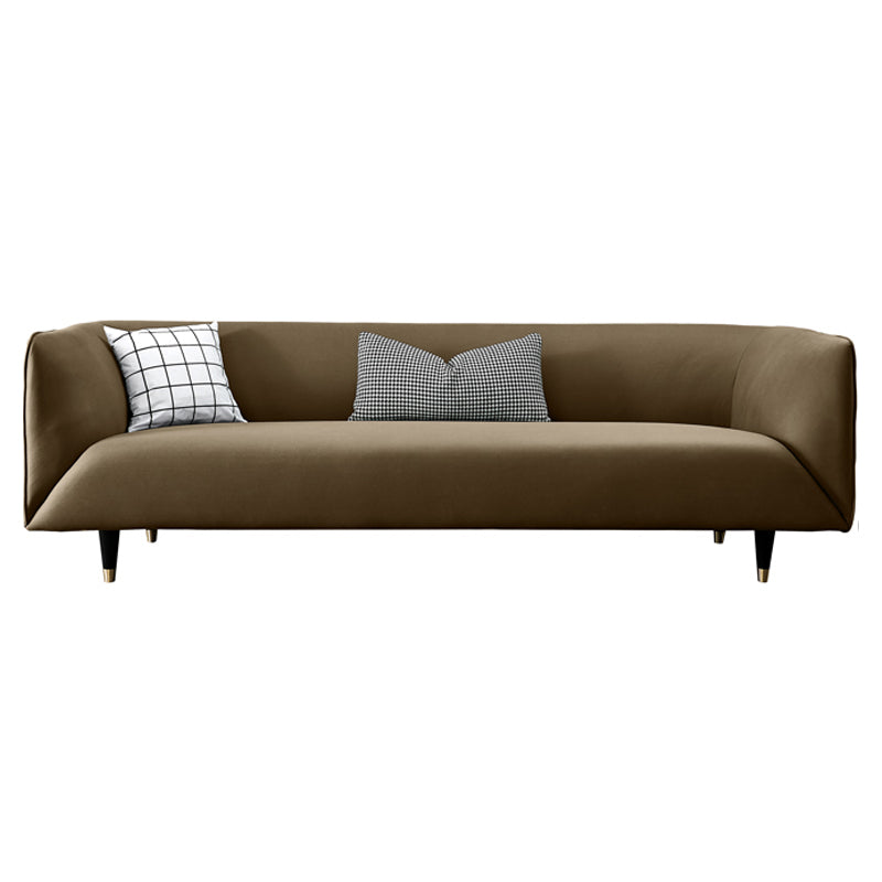 Ultra-Modern Tight Back Tuxedo Arm Stainless steel Legs Sofa with Stain Resistant Brown Clearhalo 'furn' 'furn_sofas' 'Furniture' 'furniture_sofas' 'kitchen' 'kitchen_sofas' 'Living Room Furniture' 'Sofa' 'sofas' 4625158