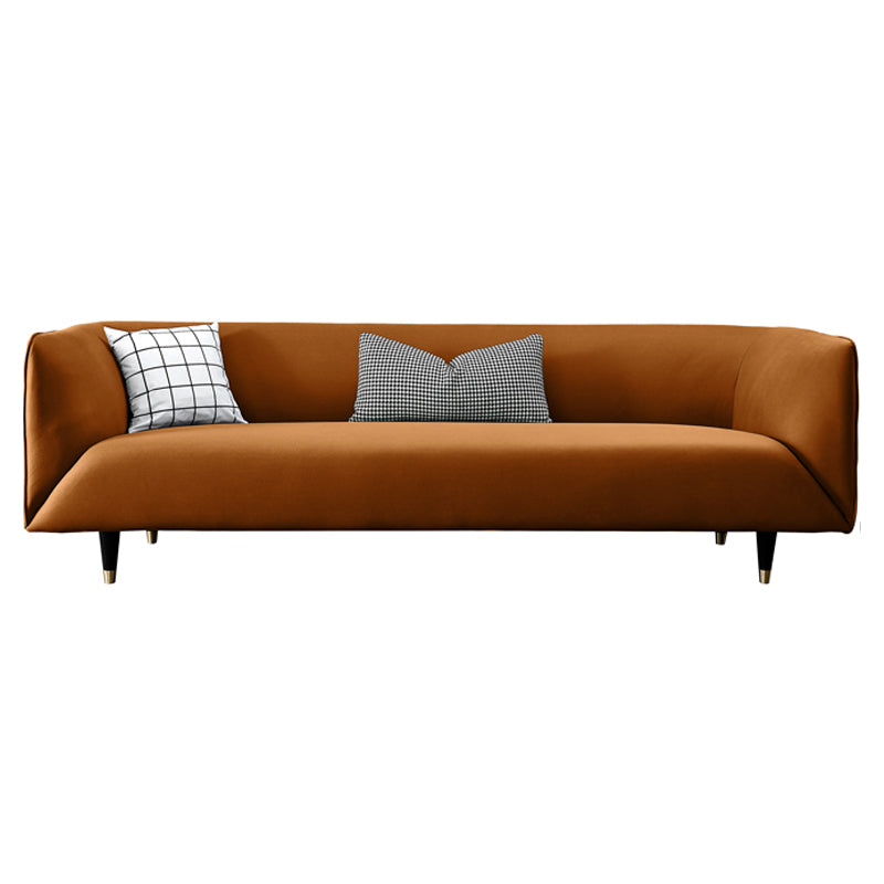 Ultra-Modern Tight Back Tuxedo Arm Stainless steel Legs Sofa with Stain Resistant Orange Clearhalo 'furn' 'furn_sofas' 'Furniture' 'furniture_sofas' 'kitchen' 'kitchen_sofas' 'Living Room Furniture' 'Sofa' 'sofas' 4625163