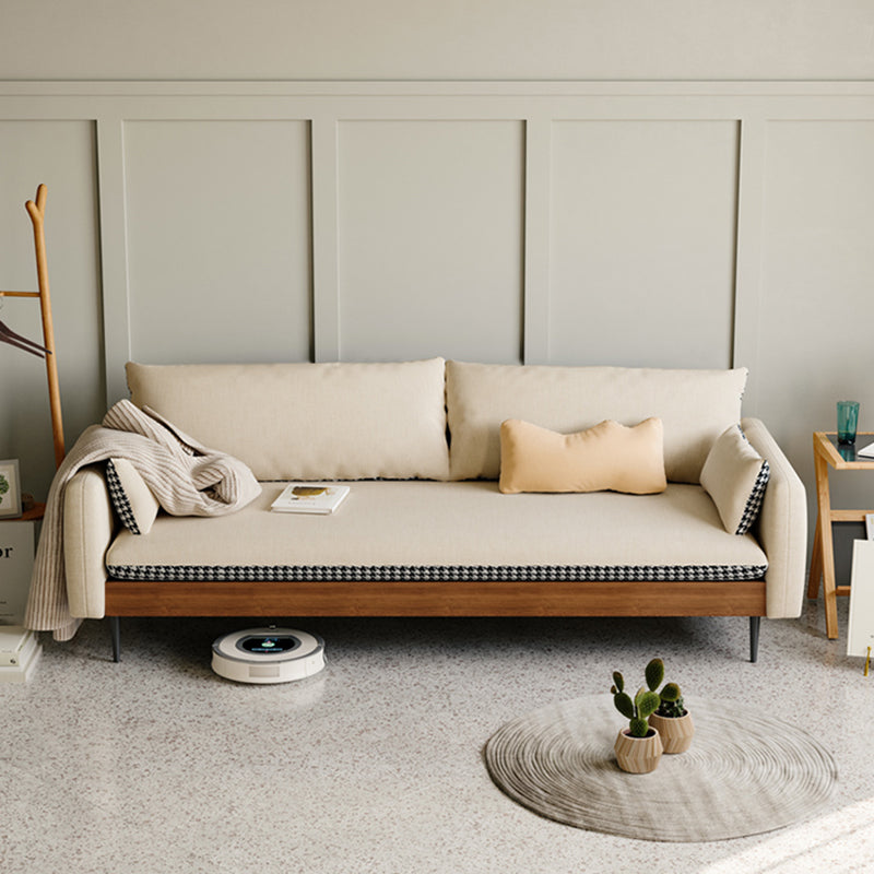 29.53" Scandinavian Linen Square Arm Loose Back Sofa for Apartment 70.9"L x 31.5"W x 29.5"H White Latex Clearhalo 'furn' 'furn_sofas' 'Furniture' 'furniture_sofas' 'kitchen' 'kitchen_sofas' 'Living Room Furniture' 'Sofa' 'sofas' 4625175