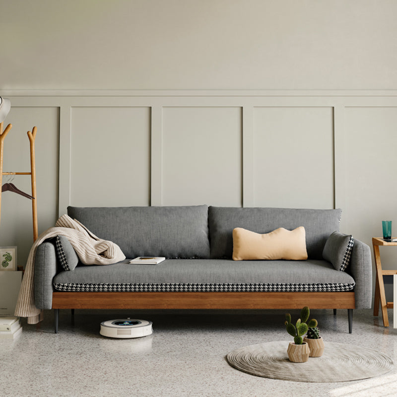 29.53" Scandinavian Linen Square Arm Loose Back Sofa for Apartment Light Gray Latex Clearhalo 'furn' 'furn_sofas' 'Furniture' 'furniture_sofas' 'kitchen' 'kitchen_sofas' 'Living Room Furniture' 'Sofa' 'sofas' 4625176