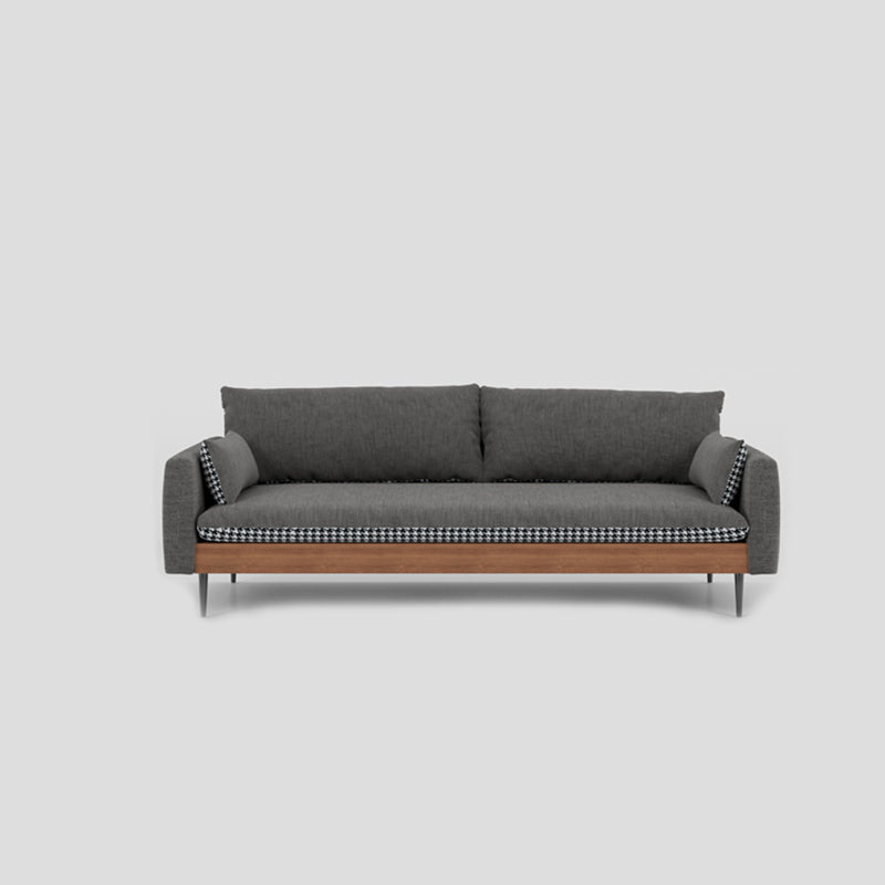 29.53" Scandinavian Linen Square Arm Loose Back Sofa for Apartment Dark Gray Sponge Clearhalo 'furn' 'furn_sofas' 'Furniture' 'furniture_sofas' 'kitchen' 'kitchen_sofas' 'Living Room Furniture' 'Sofa' 'sofas' 4625180