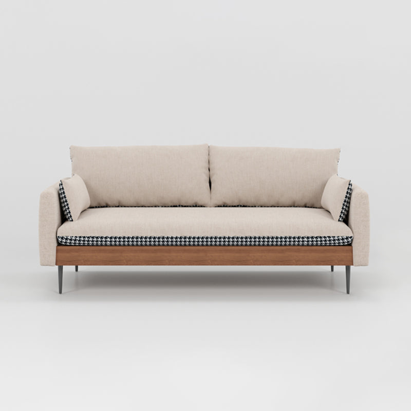 29.53" Scandinavian Linen Square Arm Loose Back Sofa for Apartment 59.1"L x 31.5"W x 29.5"H White Latex Clearhalo 'furn' 'furn_sofas' 'Furniture' 'furniture_sofas' 'kitchen' 'kitchen_sofas' 'Living Room Furniture' 'Sofa' 'sofas' 4625181