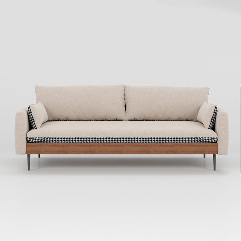 29.53" Scandinavian Linen Square Arm Loose Back Sofa for Apartment 70.9"L x 31.5"W x 29.5"H White Sponge Clearhalo 'furn' 'furn_sofas' 'Furniture' 'furniture_sofas' 'kitchen' 'kitchen_sofas' 'Living Room Furniture' 'Sofa' 'sofas' 4625183