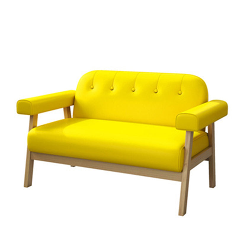 Modern Loose Sofa Back with Pillow Top Arm or Square Arm Sofa for Restaurant 47"L x 27.5"W x 25.5"H Wood-Yellow Clearhalo 'furn' 'furn_sofas' 'Furniture' 'furniture_sofas' 'kitchen' 'kitchen_sofas' 'Living Room Furniture' 'Sofa' 'sofas' 4625210