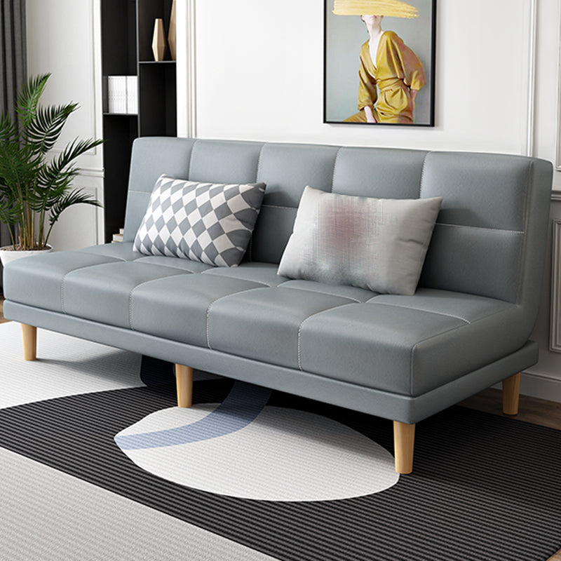 Contemporary Armless Standard Sofa Bed Dual Purpose Sofa for Living Room Grey Faux Leather Clearhalo 'furn' 'furn_sofas' 'Furniture' 'furniture_sofas' 'kitchen' 'kitchen_sofas' 'Living Room Furniture' 'Sofa' 'sofas' 4625225