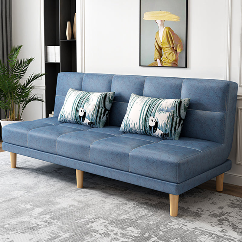 Contemporary Armless Standard Sofa Bed Dual Purpose Sofa for Living Room Dark Blue Faux Leather Clearhalo 'furn' 'furn_sofas' 'Furniture' 'furniture_sofas' 'kitchen' 'kitchen_sofas' 'Living Room Furniture' 'Sofa' 'sofas' 4625231
