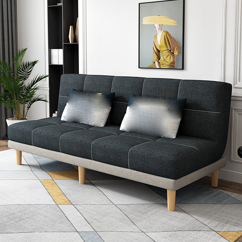 Contemporary Armless Standard Sofa Bed Dual Purpose Sofa for Living Room Gray White Gray Linen Blend Clearhalo 'furn' 'furn_sofas' 'Furniture' 'furniture_sofas' 'kitchen' 'kitchen_sofas' 'Living Room Furniture' 'Sofa' 'sofas' 4625232