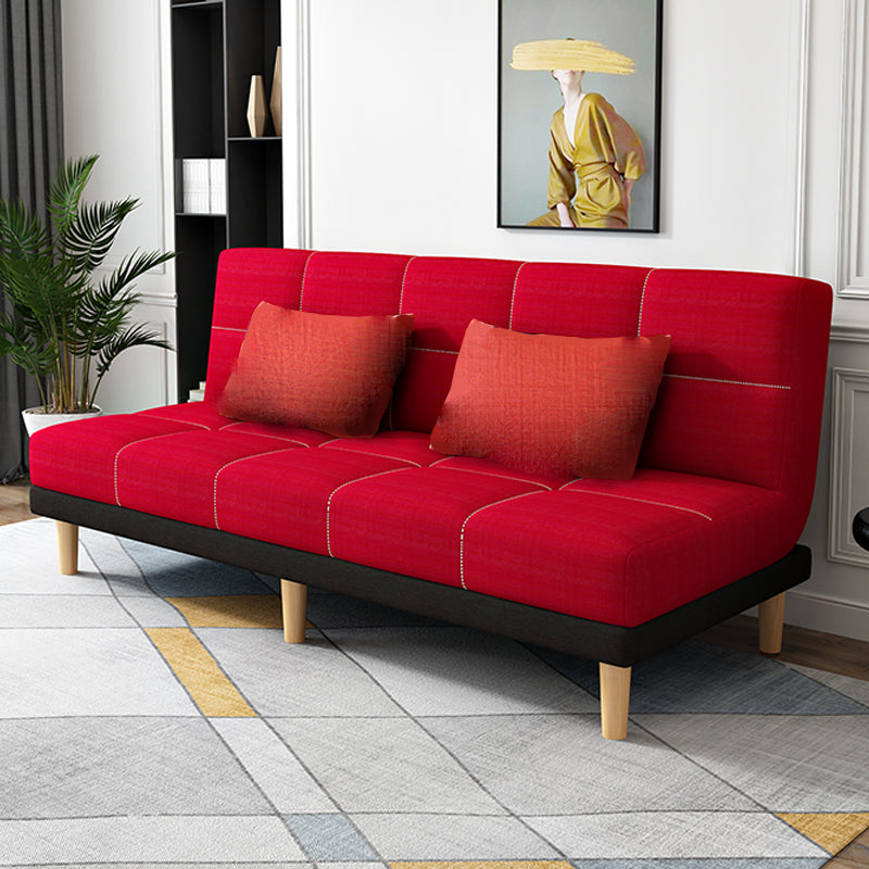Contemporary Armless Standard Sofa Bed Dual Purpose Sofa for Living Room Red-Black Linen Blend Clearhalo 'furn' 'furn_sofas' 'Furniture' 'furniture_sofas' 'kitchen' 'kitchen_sofas' 'Living Room Furniture' 'Sofa' 'sofas' 4625235