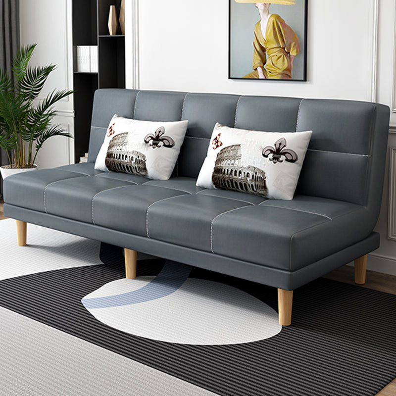Contemporary Armless Standard Sofa Bed Dual Purpose Sofa for Living Room Dark Gray Faux Leather Clearhalo 'furn' 'furn_sofas' 'Furniture' 'furniture_sofas' 'kitchen' 'kitchen_sofas' 'Living Room Furniture' 'Sofa' 'sofas' 4625242