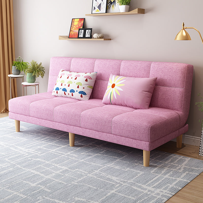 Contemporary Armless Standard Sofa Bed Dual Purpose Sofa for Living Room Pink Linen Blend Clearhalo 'furn' 'furn_sofas' 'Furniture' 'furniture_sofas' 'kitchen' 'kitchen_sofas' 'Living Room Furniture' 'Sofa' 'sofas' 4625248