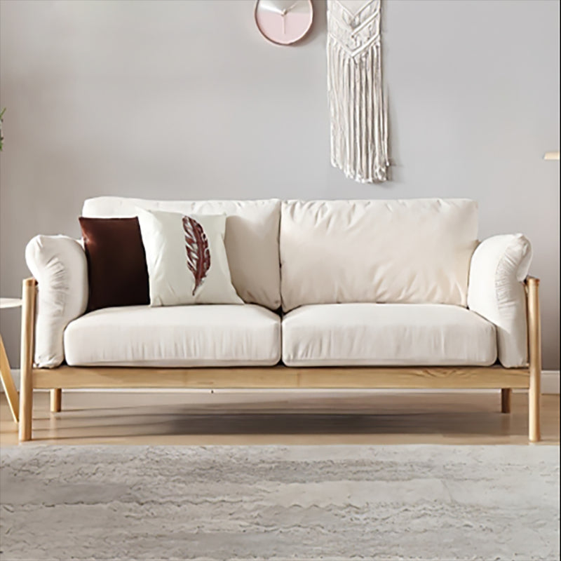 Pillow Top Arm Sofa Cushions 32.68" D x 32.68" H Slipcovered Sofa 59"L x 33"W x 33"H Natural Wood Clearhalo 'furn' 'furn_sofas' 'Furniture' 'furniture_sofas' 'kitchen' 'kitchen_sofas' 'Living Room Furniture' 'Sofa' 'sofas' 4625254