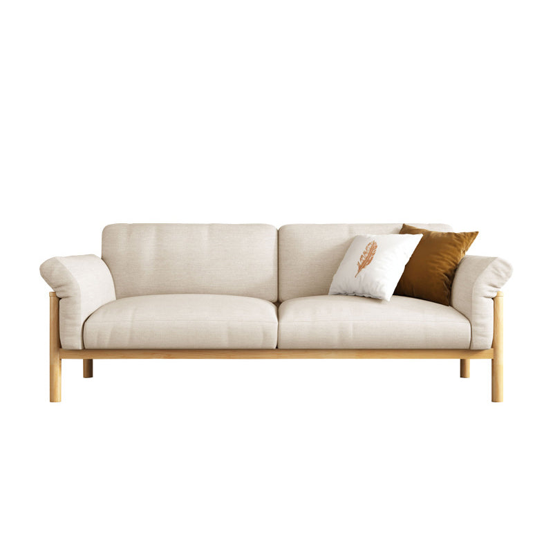 Pillow Top Arm Sofa Cushions 32.68" D x 32.68" H Slipcovered Sofa 67"L x 33"W x 33"H Natural Wood Clearhalo 'furn' 'furn_sofas' 'Furniture' 'furniture_sofas' 'kitchen' 'kitchen_sofas' 'Living Room Furniture' 'Sofa' 'sofas' 4625258