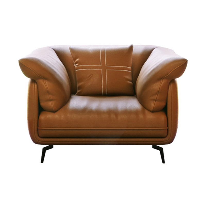 Modern Style with Pillow Back Leather/napa Upholstered Brown Sofa 40.5"L x 39"W x 33"H Clearhalo 'furn' 'furn_sofas' 'Furniture' 'furniture_sofas' 'kitchen' 'kitchen_sofas' 'Living Room Furniture' 'Sofa' 'sofas' 4625278