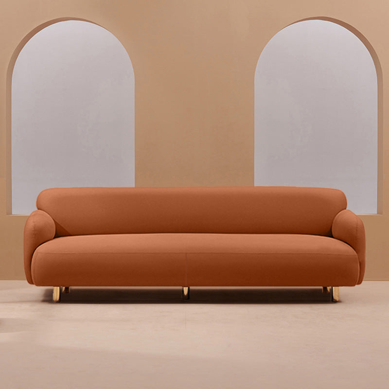 Recessed Arm Sofa Mid-century Modern 3-Seater Faux Leather Sofa Orange Clearhalo 'furn' 'furn_sofas' 'Furniture' 'furniture_sofas' 'kitchen' 'kitchen_sofas' 'Living Room Furniture' 'Sofa' 'sofas' 4625289