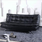 Armless Sofa Chaise Square Seating Settee for Living Room Bonus Room 59"L x 47"W x 15"H Black Clearhalo 'furn' 'furn_sofas' 'Furniture' 'furniture_sofas' 'kitchen' 'kitchen_sofas' 'Living Room Furniture' 'Sofa' 'sofas' 4625298
