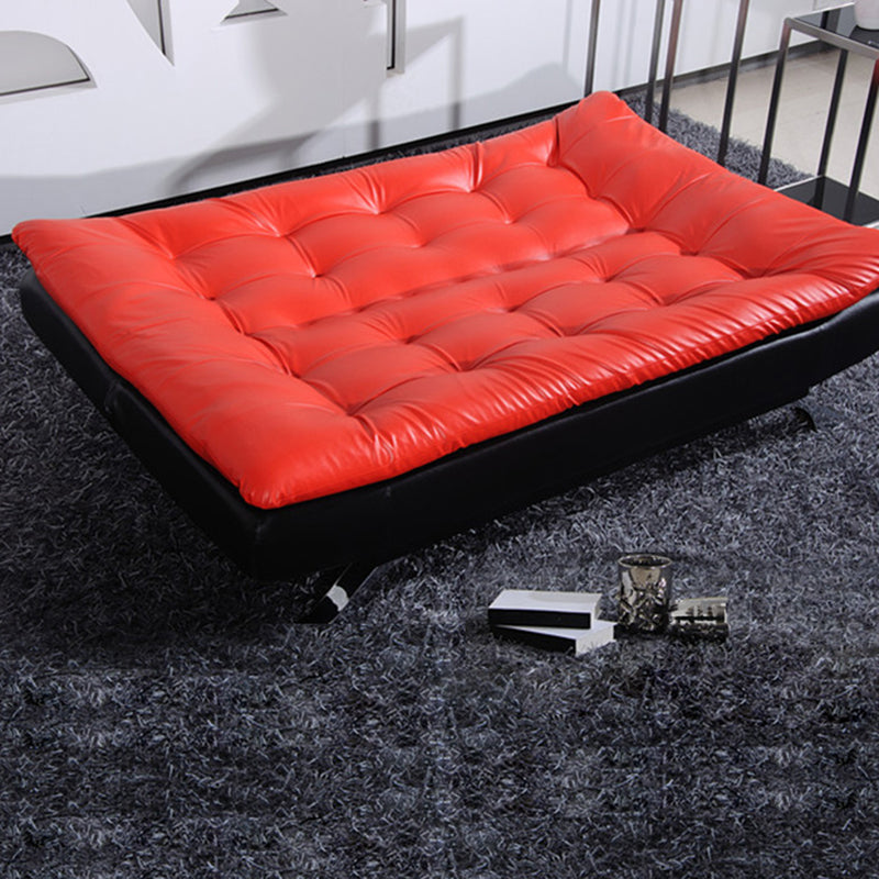 Armless Sofa Chaise Square Seating Settee for Living Room Bonus Room Black-Red Clearhalo 'furn' 'furn_sofas' 'Furniture' 'furniture_sofas' 'kitchen' 'kitchen_sofas' 'Living Room Furniture' 'Sofa' 'sofas' 4625306