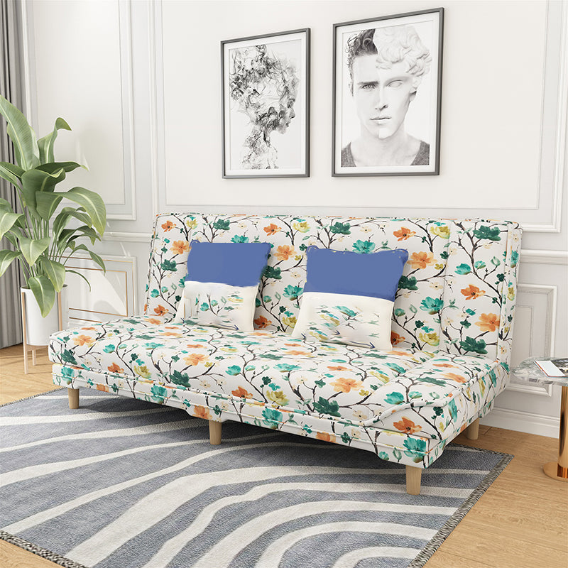 Contemporary Fabric Armless Standard Sofa Bed Dual Purpose Sofa for Living Room White-Yellow-Blue Clearhalo 'furn' 'furn_sofas' 'Furniture' 'furniture_sofas' 'kitchen' 'kitchen_sofas' 'Living Room Furniture' 'Sofa' 'sofas' 4625341