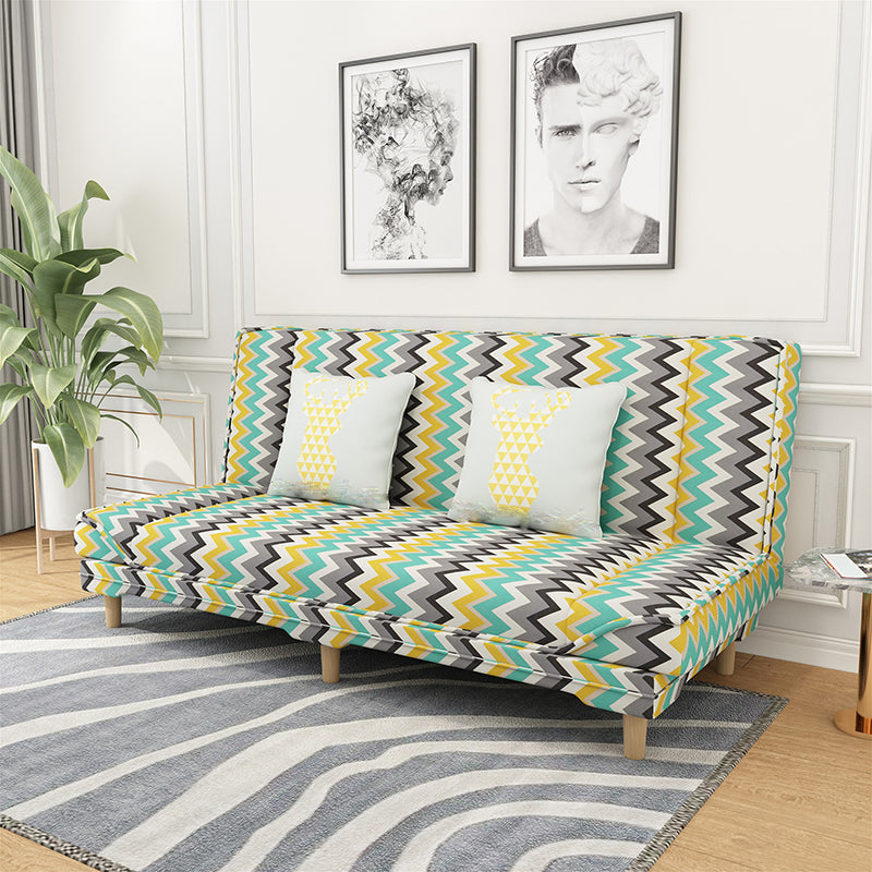Contemporary Fabric Armless Standard Sofa Bed Dual Purpose Sofa for Living Room Colorful Wave Pattern Clearhalo 'furn' 'furn_sofas' 'Furniture' 'furniture_sofas' 'kitchen' 'kitchen_sofas' 'Living Room Furniture' 'Sofa' 'sofas' 4625342