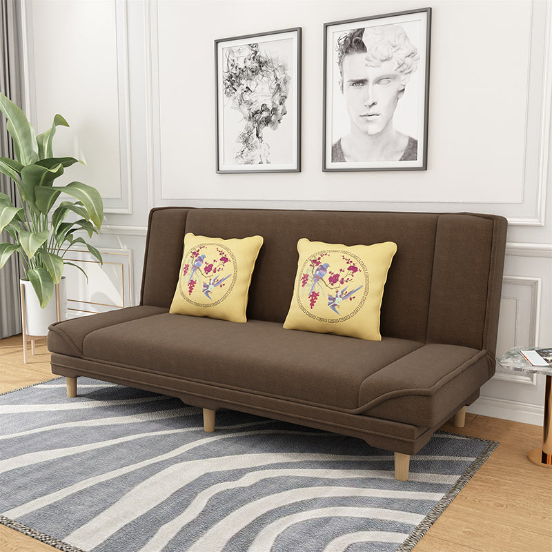 Contemporary Fabric Armless Standard Sofa Bed Dual Purpose Sofa for Living Room Dark Coffee Clearhalo 'furn' 'furn_sofas' 'Furniture' 'furniture_sofas' 'kitchen' 'kitchen_sofas' 'Living Room Furniture' 'Sofa' 'sofas' 4625360