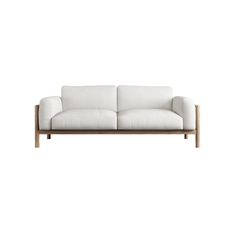 Fabric Loose Back Sofa 32.68" D x 59/66.93/78.74" W x 32.26" H Square Arm Sofa White Walnut Clearhalo 'furn' 'furn_sofas' 'Furniture' 'furniture_sofas' 'kitchen' 'kitchen_sofas' 'Living Room Furniture' 'Sofa' 'sofas' 4625371