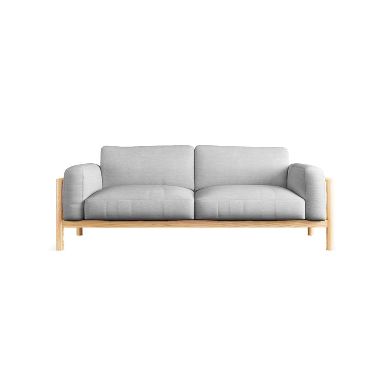 Fabric Loose Back Sofa 32.68" D x 59/66.93/78.74" W x 32.26" H Square Arm Sofa Grey Natural Wood Clearhalo 'furn' 'furn_sofas' 'Furniture' 'furniture_sofas' 'kitchen' 'kitchen_sofas' 'Living Room Furniture' 'Sofa' 'sofas' 4625374