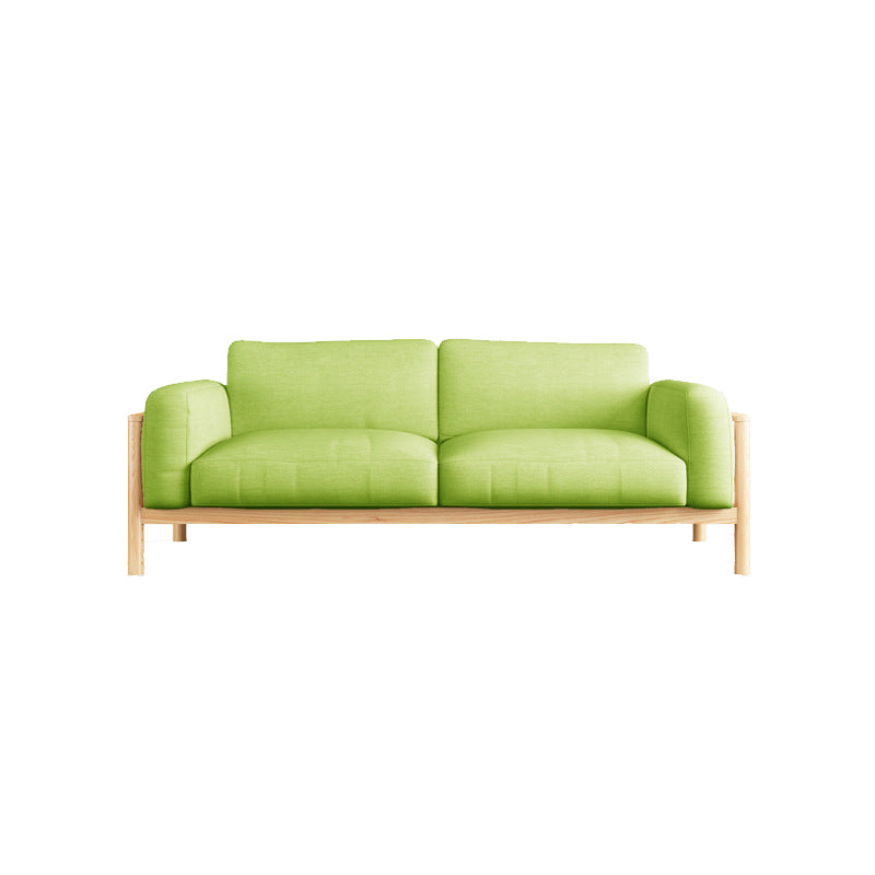 Fabric Loose Back Sofa 32.68" D x 59/66.93/78.74" W x 32.26" H Square Arm Sofa Green Natural Wood Clearhalo 'furn' 'furn_sofas' 'Furniture' 'furniture_sofas' 'kitchen' 'kitchen_sofas' 'Living Room Furniture' 'Sofa' 'sofas' 4625379