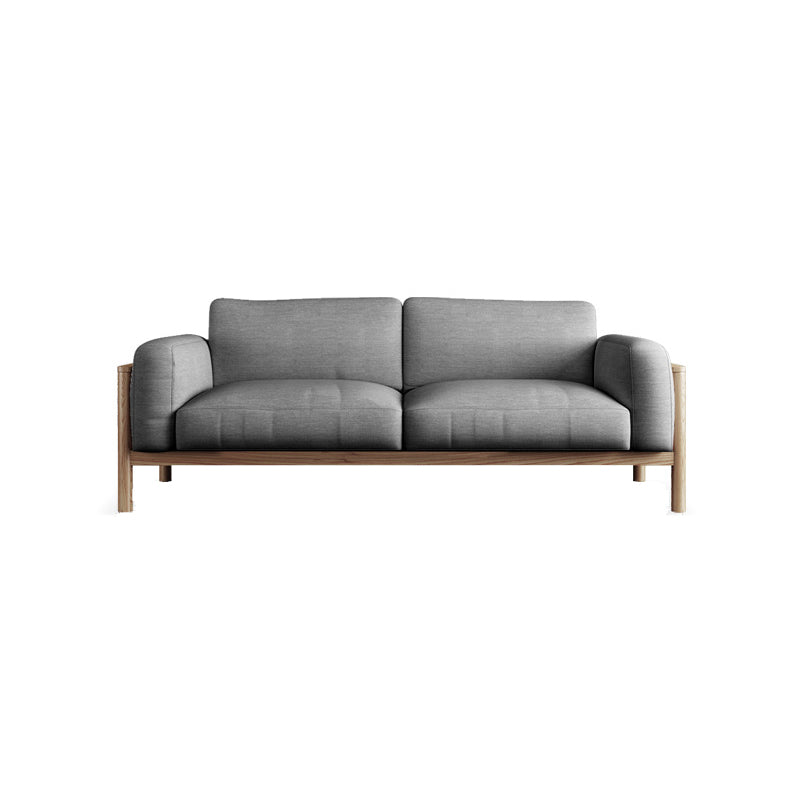 Fabric Loose Back Sofa 32.68" D x 59/66.93/78.74" W x 32.26" H Square Arm Sofa 59"L x 33"W x 33"H Dark Gray Walnut Clearhalo 'furn' 'furn_sofas' 'Furniture' 'furniture_sofas' 'kitchen' 'kitchen_sofas' 'Living Room Furniture' 'Sofa' 'sofas' 4625383