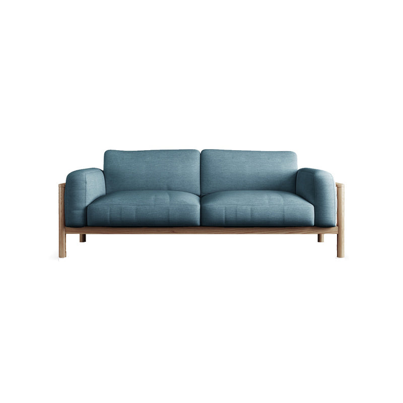 Fabric Loose Back Sofa 32.68" D x 59/66.93/78.74" W x 32.26" H Square Arm Sofa Blue Walnut Clearhalo 'furn' 'furn_sofas' 'Furniture' 'furniture_sofas' 'kitchen' 'kitchen_sofas' 'Living Room Furniture' 'Sofa' 'sofas' 4625386