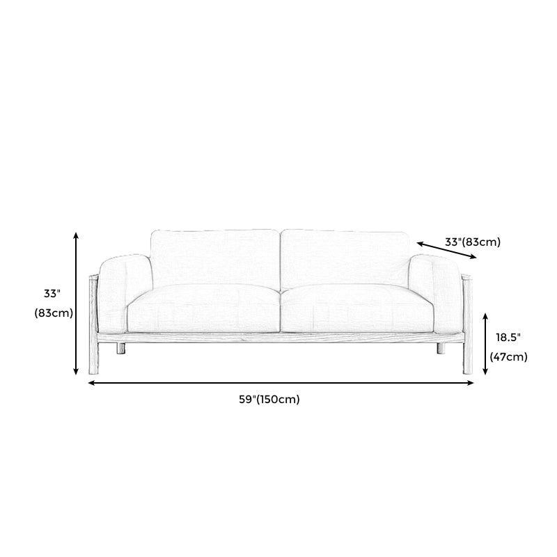 Fabric Loose Back Sofa 32.68" D x 59/66.93/78.74" W x 32.26" H Square Arm Sofa Clearhalo 'furn' 'furn_sofas' 'Furniture' 'furniture_sofas' 'kitchen' 'kitchen_sofas' 'Living Room Furniture' 'Sofa' 'sofas' 4625394