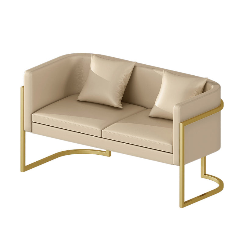 Modern Tuxedo Arm Sofa in Gray/White/Green, Leather Sofa with Pillow Off-White 30"H x 53"L x 26"W Clearhalo 'Furniture' 'furniture_sofas' 'kitchen' 'kitchen_sofas' 'Living Room Furniture' 'Sofa' 'sofas' 4625410