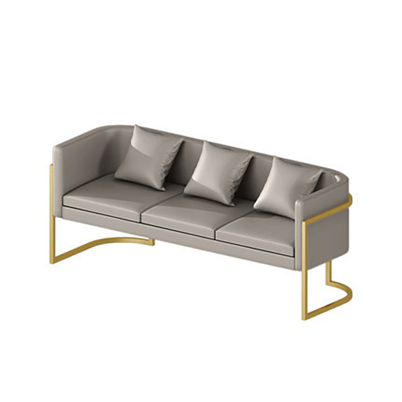 Modern Tuxedo Arm Sofa in Gray/White/Green, Leather Sofa with Pillow Grey 71"L x 26"W x 30"H Clearhalo 'Furniture' 'furniture_sofas' 'kitchen' 'kitchen_sofas' 'Living Room Furniture' 'Sofa' 'sofas' 4625411