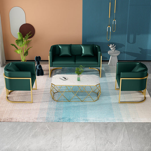 Modern Tuxedo Arm Sofa in Gray/White/Green, Leather Sofa with Pillow Clearhalo 'Furniture' 'furniture_sofas' 'kitchen' 'kitchen_sofas' 'Living Room Furniture' 'Sofa' 'sofas' 4625412