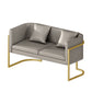 Modern Tuxedo Arm Sofa in Gray/White/Green, Leather Sofa with Pillow Grey 30"H x 53"L x 26"W Clearhalo 'Furniture' 'furniture_sofas' 'kitchen' 'kitchen_sofas' 'Living Room Furniture' 'Sofa' 'sofas' 4625416