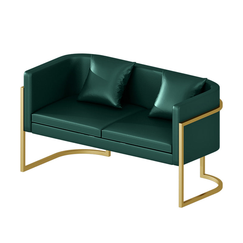 Modern Tuxedo Arm Sofa in Gray/White/Green, Leather Sofa with Pillow Green 30"H x 53"L x 26"W Clearhalo 'Furniture' 'furniture_sofas' 'kitchen' 'kitchen_sofas' 'Living Room Furniture' 'Sofa' 'sofas' 4625418