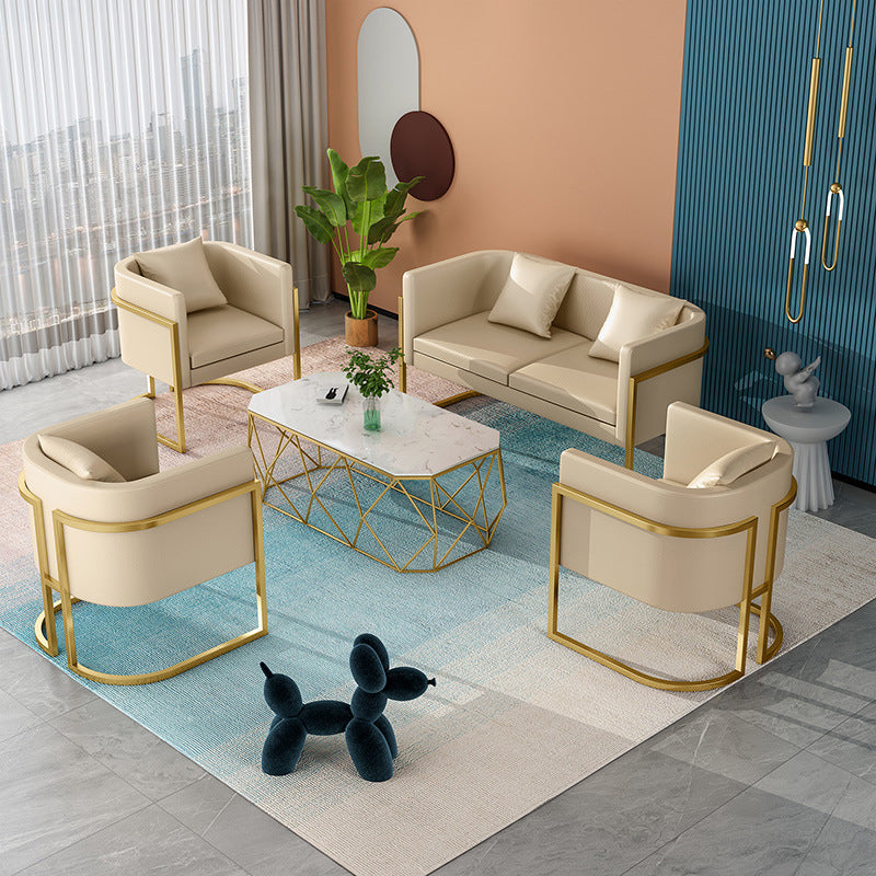 Modern Tuxedo Arm Sofa in Gray/White/Green, Leather Sofa with Pillow Clearhalo 'Furniture' 'furniture_sofas' 'kitchen' 'kitchen_sofas' 'Living Room Furniture' 'Sofa' 'sofas' 4625419