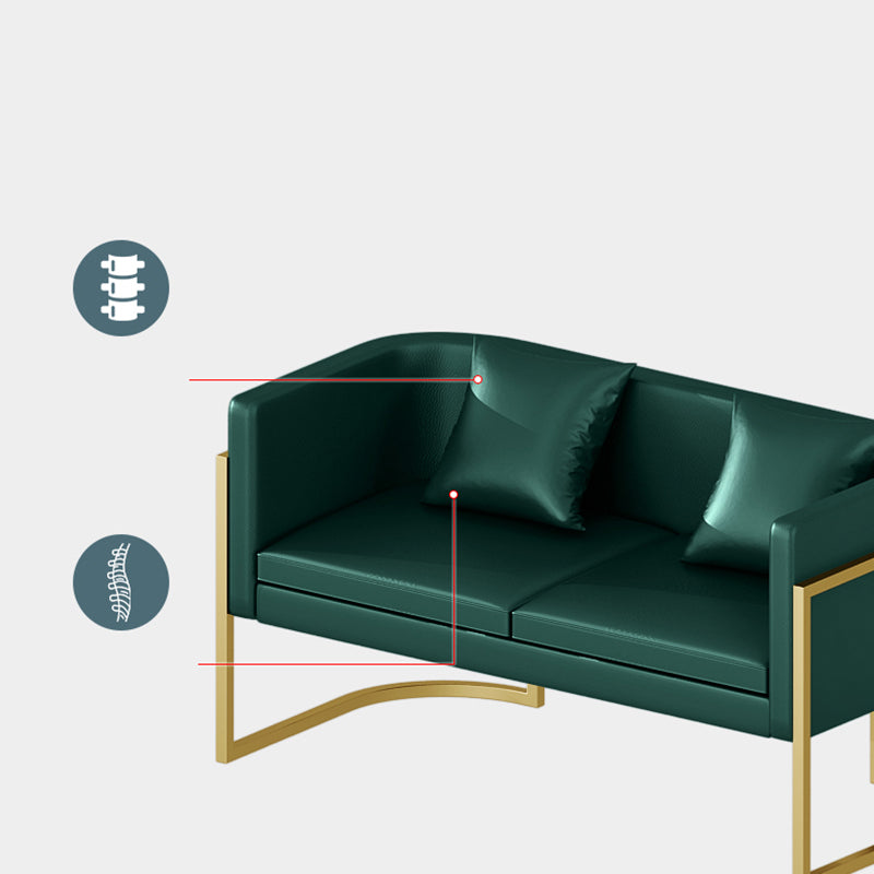 Modern Tuxedo Arm Sofa in Gray/White/Green, Leather Sofa with Pillow Clearhalo 'Furniture' 'furniture_sofas' 'kitchen' 'kitchen_sofas' 'Living Room Furniture' 'Sofa' 'sofas' 4625423