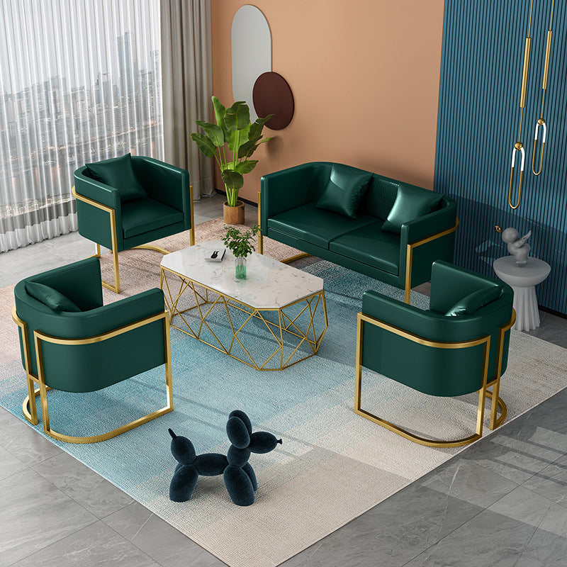 Modern Tuxedo Arm Sofa in Gray/White/Green, Leather Sofa with Pillow Clearhalo 'Furniture' 'furniture_sofas' 'kitchen' 'kitchen_sofas' 'Living Room Furniture' 'Sofa' 'sofas' 4625426