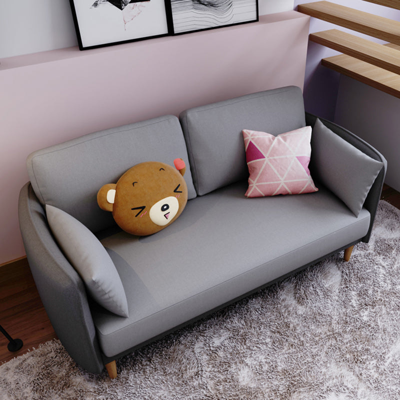 Tuxedo Arm Sofa Scandinavian Fabric Sofa 29.13" D x 31.89" H 63"L x 31"W x 29"H Gray Clearhalo 'furn' 'furn_sofas' 'Furniture' 'furniture_sofas' 'kitchen' 'kitchen_sofas' 'Living Room Furniture' 'Sofa' 'sofas' 4625433